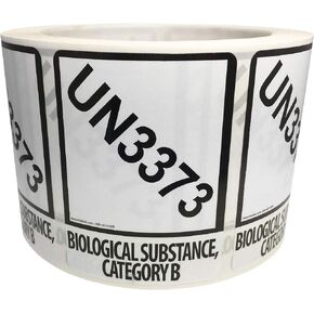 Small UN3373 Labels for Biological Substance Category B 2 x 2.75 Inch 500 Total Labels