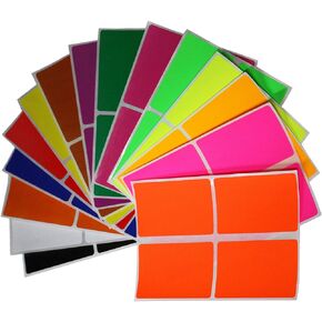 Royal Green Sticker Labels - Rectangular Label Stickers in 8 Assorted Colors, Name Labels for Kids Clothing and School Supplies, Labels for Storage Bins, File Folder Labels, 3x2 inches, 128 Pack