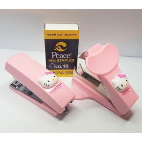 Sanrio Korea Hello Kitty Office School Stationery Stapler + Staple Remover + Staples Set, Pink