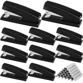 10 Pieces Stapler,Desktop Staplers Heavy Duty,25 Sheet Capacity Staplers with 6000 Standard Staples,Black Office Stapler Standard Stapler,Desk Stapler for Office School Home Supplies
