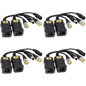 zdyCGTime Passive HD Video Balun BNC to RJ45 Network Transceiver Cat5/Cat6 Adapter Cable with DC Power 720P - 8MP Cat6 to BNC Male Connecto for CCTV Security Surveillance Camera System(16.5cm/4Pairs)