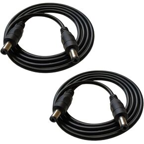 2pcs 1 Meter 2.1mm x 5.5mm DC 12V Adapter Cable DC Plug Extension Cable Male to Male Black, for LED, CCTV, Car, Monitors, and More (3.3ft)