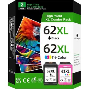 62XL Ink Cartridges Black and Color Compatible for HP 62XL Ink Cartridge Combo Pack Compatible for HP Ink 62 Fit for Envy 7640 5540 5640 7645 5660 OfficeJet 5740 5746 250 200 5745 Printer
