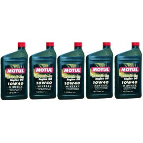 Motul 108080 Set of 5 Break-in 10W-40 Mineral Oil 1-Quart Bottles