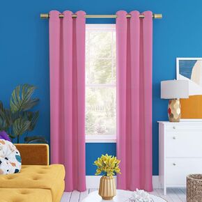 Sun Zero Halton Bright Vibes Total Blackout Grommet Curtain Panel, 40" x 84", Pink