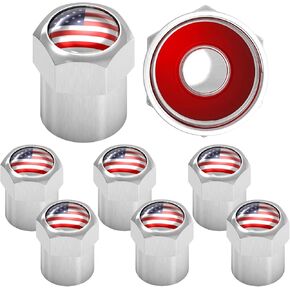 قبعات جذعية صمام الإطارات العلم الأمريكي، الولايات المتحدة الأمريكية مع حلقة مطاطية على شكل حرف O، أغطية جذعية عالمية للسيارات وسيارات الدفع الرباعي والدراجات والدراجات والشاحنات والدراجات النارية، وختم محكم عالي التحمل (كروم كلاسيكي (8 عبوات)) in Kuwait