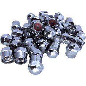 Pack of 100 Chrome Hex Dome Metal Valve caps for Cars, Bicycles and Trucks with Inner Seal
