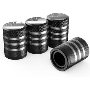 HZJD Tire Valve Stem Caps, American Flag, Black(4 Pack)