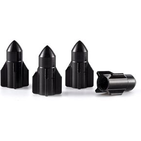 Car Tire Valve Stem Caps, 4pcs Rocket Shape Tire Caps, Wheel Tire Valve, Universal Stem Covers for Cars Trucks Motorcycles SUVs and Bikes (Red)