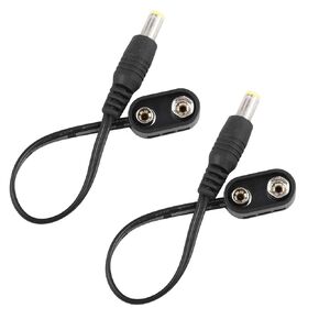 Mr.Power 9V Battery Clip Converter Power Cable Snap Connector 2.1mm 5.5mm Plug for Guitar Effect Pedal (Right Angle, 1 Cable + 1 Battery Bag)