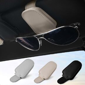 Leather Sunglasses Clip for Car Visor-Magnetic Sunglasses Holder and Ticket Card Clip - Car Visor Accessories (Black)