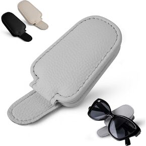 Leather Sunglasses Clip for Car Visor-Magnetic Sunglasses Holder and Ticket Card Clip - Car Visor Accessories (Black)
