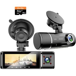 Dual Dash Cam Front and Inside, with 64G SD Card, FHD 1080P Car Dash Camera, 3.16’’IPS Screen, Loop Recording, Night Vision, WDR, Parking Mode, Car Cam for Drivers S1 Pro