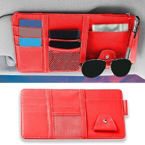1 Pack Car Sun Visor Organizer, Sunglasses Holder for Car Sun Visor, Auto Interior Accessories Pocket Organizers Can Store for Sunglasses, Documents, Cards, Pen, Drivers License (Pink)