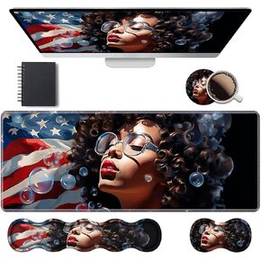 Ergonomic Keyboard Wrist Rest & Mouse Pad Wrist Rest Set, 31.5"x 11.8" Large XXL Gaming Desk Pad Memory Foam Non-Slip Desk Mat for Office & Home, Floral Quote She Believed She Could So She Did in Kuwait
