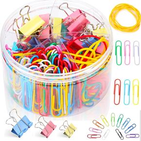 310 pcs Paper Clips & Binder Clips Assorted Sizes,Small & Large Paper Clip Holder,Office Supplies Set/Desk Organizers and Accessories,Teacher Supplies for Classroom,College School Supplies