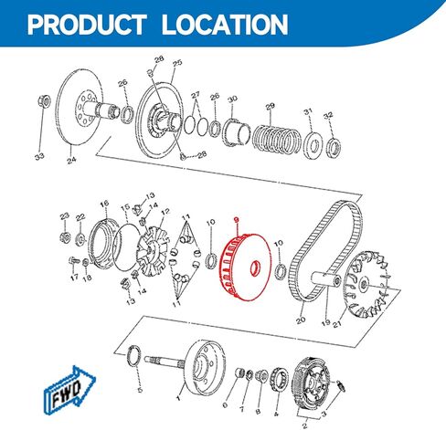 مجموعة القابض المنزلقة الجافة الأساسية تناسب Yamaha Grizzly 550 660 700 Rhino Kodiak 4x4، aslo for Hisun ATV UTV 500 700، MSU500 in Kuwait