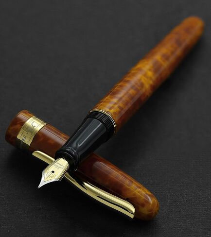 Xezo Phantom Fountain Pen, Medium Nib. Autumn Brown Enamel with 18 Karat Gold Plating. Hand-Enameled, Limited Edition, Serialized. No Two Alike in Kuwait