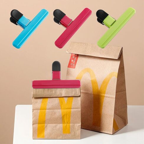 12 قطعة من مشابك الرقائق، مشابك لحقيبة الرقائق، مشابك إغلاق للمطبخ لتخزين الطعام والوجبات الخفيفة، ومشابك لإغلاق أكياس الطعام، مثالية لحفلات السفر المنزلية (حجمين و3 ألوان) in Kuwait