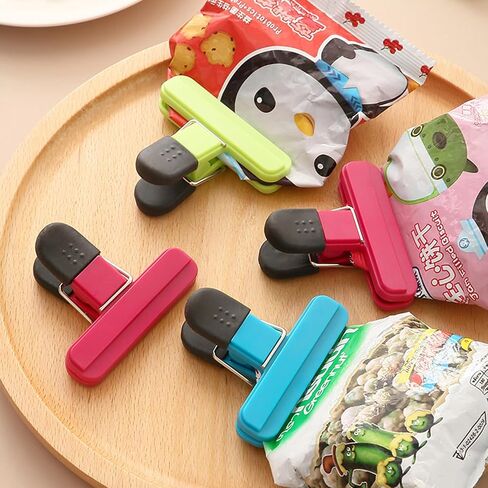 12 قطعة من مشابك الرقائق، مشابك لحقيبة الرقائق، مشابك إغلاق للمطبخ لتخزين الطعام والوجبات الخفيفة، ومشابك لإغلاق أكياس الطعام، مثالية لحفلات السفر المنزلية (حجمين و3 ألوان) in Kuwait