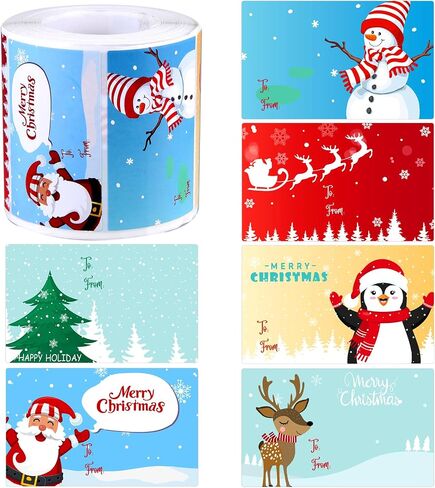 160 Pieces Christmas Self Adhesive Gift Tags Stickers Christmas Gift Tags to and from Christmas Name Tags for Decorative Presents, 16 Patterns in Saudi Arabia