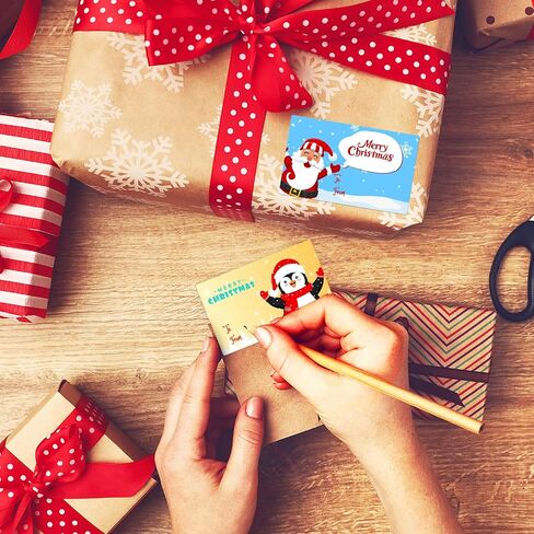 160 Pieces Christmas Self Adhesive Gift Tags Stickers Christmas Gift Tags to and from Christmas Name Tags for Decorative Presents, 16 Patterns in Saudi Arabia