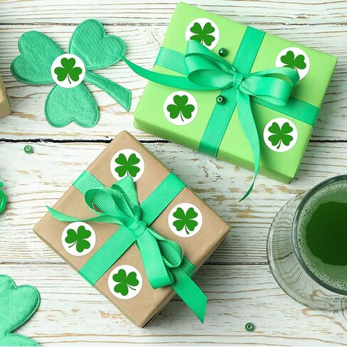 360 PCS St. Patrick's Day Shamrock Stickers for Kids, Round Green Shamrock Clover Stickers for St. Patrick’s Party Candy Goodies Bags Gift Card Envelopes Seals, 1.18 Inch in Saudi Arabia