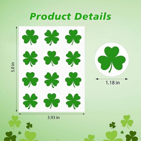 360 PCS St. Patrick's Day Shamrock Stickers for Kids, Round Green Shamrock Clover Stickers for St. Patrick’s Party Candy Goodies Bags Gift Card Envelopes Seals, 1.18 Inch in Saudi Arabia