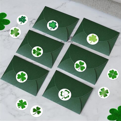360 PCS St. Patrick's Day Shamrock Stickers for Kids, Round Green Shamrock Clover Stickers for St. Patrick’s Party Candy Goodies Bags Gift Card Envelopes Seals, 1.18 Inch in Saudi Arabia