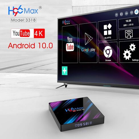 Xilibod Android 10.0 H96 Max TV Box 4GB RAM 32GB ROM، Penta-Core Mali-450، RK3318 رباعي النواة 64 بت Cortex-A53، H.265 Decoding 2.4 جيجا هرتز/5 جيجا هرتز WiFi Smart TV Box - رقم الموديل: H96max 4GB 32GB in Saudi Arabia