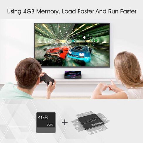 Xilibod Android 10.0 H96 Max TV Box 4GB RAM 32GB ROM، Penta-Core Mali-450، RK3318 رباعي النواة 64 بت Cortex-A53، H.265 Decoding 2.4 جيجا هرتز/5 جيجا هرتز WiFi Smart TV Box - رقم الموديل: H96max 4GB 32GB in Saudi Arabia