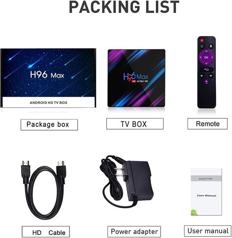 Xilibod Android 10.0 H96 Max TV Box 4GB RAM 32GB ROM، Penta-Core Mali-450، RK3318 رباعي النواة 64 بت Cortex-A53، H.265 Decoding 2.4 جيجا هرتز/5 جيجا هرتز WiFi Smart TV Box - رقم الموديل: H96max 4GB 32GB in Saudi Arabia