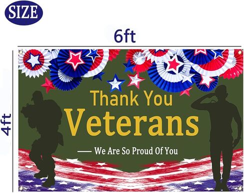 4x6Ft شكرا لك المحاربين القدامى خلفية راية، خلفية التصوير الوطني للمحاربين القدامى يوم العسكرية موضوع حفلة ديكور المنزل حديقة in Kuwait