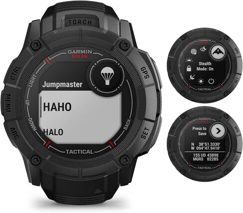 ساعة ذكية Wearable4U Garmin Instinct 2X Solar Rugged 50 مم GPS الذكية، جرافيت مع عدسة زجاجية قوية، حزمة سماعات أذن سوداء بمصباح LED in Kuwait