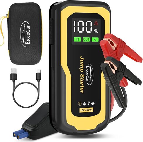 4000A Jump Starter Power Pack, Portable Safe Car Battery Booster, Jump Starter Power Pack (All Gas/up to 10.0L Diesel),12V Lithium Battery Starter with 2.5'' LCD Display and Quick Charge in Saudi Arabia