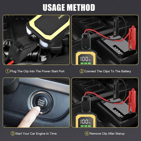 4000A Jump Starter Power Pack, Portable Safe Car Battery Booster, Jump Starter Power Pack (All Gas/up to 10.0L Diesel),12V Lithium Battery Starter with 2.5'' LCD Display and Quick Charge in Saudi Arabia
