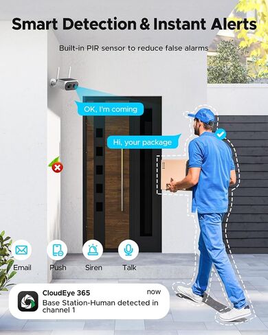 Camcamp Solar Wireless Security Camera System with 10" IPS Monitor & 500GB HDD, 4pcs 4MP Solar Security Camera Wireless Outdoor, 10CH Expandable, PIR Human Detection, 2-Way Audio, 0 Monthly Fee in Saudi Arabia
