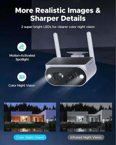Camcamp Solar Wireless Security Camera System with 10" IPS Monitor & 500GB HDD, 4pcs 4MP Solar Security Camera Wireless Outdoor, 10CH Expandable, PIR Human Detection, 2-Way Audio, 0 Monthly Fee in Saudi Arabia