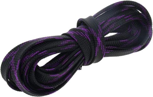 Fielect PET Cable Sleeves, 5m/16.4'' Black Purple Wire Loom Cable Wrap Braided Wire Cover Automotive Expandable Braided Sleeving for Video, Audio, Computer Cables in Saudi Arabia