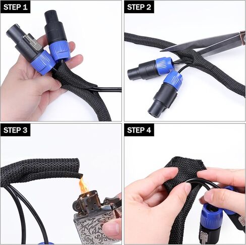 1/2'' - 15 feet Braided Split Hose Sleeve Wire Loom - 20% Overlap Self-Closing Cord Protect Easy to Inspect, Marking, Add, and Remove Cable/Wire/Hose/Harness in Saudi Arabia