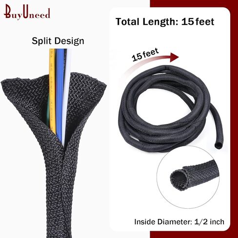 1/2 بوصة - 28 قدمًا نول سلك خرطوم مجدول مجدول - 20% سلك إغلاق ذاتي متداخل لحماية سهلة الفحص ووضع العلامات وإضافة وإزالة الكابل/السلك/الخرطوم/الحزام in Kuwait