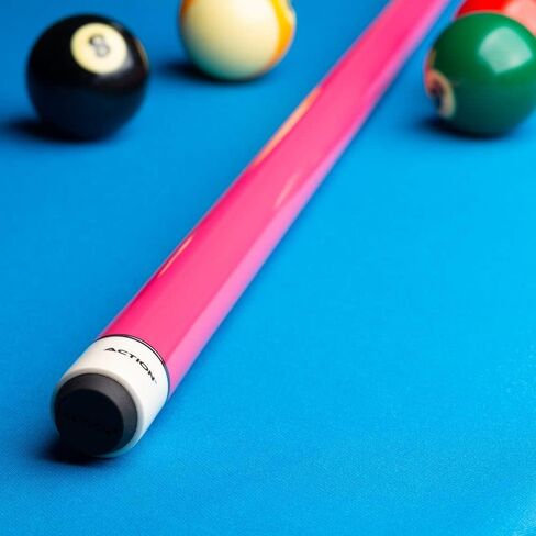 Action Hot Pink Women's Pool Cue Stick, Bright Pink Colored Design, 29-inch Shaft, Hot Pink Stained Birdseye Maple Billiard Stick, Cream Plate in Saudi Arabia