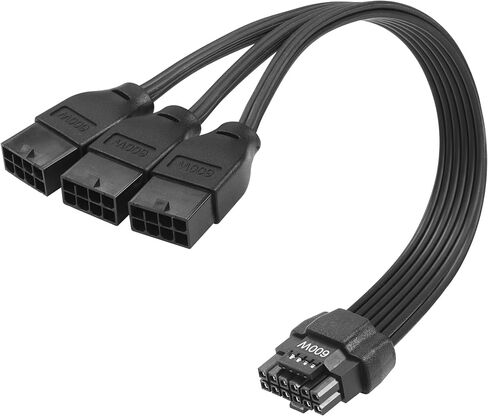 CERRXIAN 2.3FT ATX3.0 12VHPWR إلى 3X 8Pin كابل الطاقة، PCI-e 5.0 12VHPWR ATX3.0 600W 16 Pin Male إلى 3x8Pin(6+2) كابل ذكر، لبطاقة الرسومات GPU 12+4pin RTX 3090Ti 4070Ti 4080 4090 in Saudi Arabia