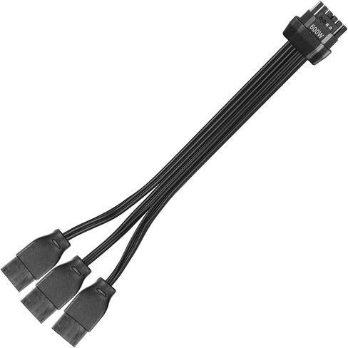 CERRXIAN 2.3FT ATX3.0 12VHPWR إلى 3X 8Pin كابل الطاقة، PCI-e 5.0 12VHPWR ATX3.0 600W 16 Pin Male إلى 3x8Pin(6+2) كابل ذكر، لبطاقة الرسومات GPU 12+4pin RTX 3090Ti 4070Ti 4080 4090 in Saudi Arabia