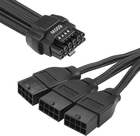 CERRXIAN 2.3FT ATX3.0 12VHPWR إلى 3X 8Pin كابل الطاقة، PCI-e 5.0 12VHPWR ATX3.0 600W 16 Pin Male إلى 3x8Pin(6+2) كابل ذكر، لبطاقة الرسومات GPU 12+4pin RTX 3090Ti 4070Ti 4080 4090 in Saudi Arabia