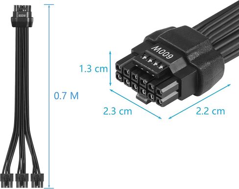 CERRXIAN 1FT ATX3.0 12VHPWR to 3X 8Pin Power Cable,PCI-e 5.0 12VHPWR ATX3.0 600W 16 Pin Male to 3x8Pin(6+2) Female Cable,for Graphic Card GPU 12+4pin RTX 3090Ti 4070Ti 4080 4090 in Saudi Arabia