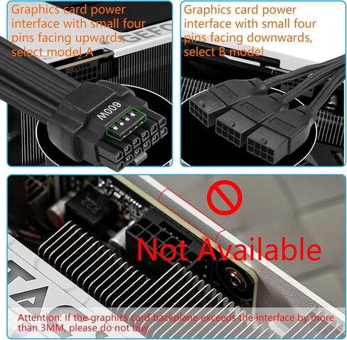 CERRXIAN 2.3FT ATX3.0 12VHPWR إلى 3X 8Pin كابل الطاقة، PCI-e 5.0 12VHPWR ATX3.0 600W 16 Pin Male إلى 3x8Pin(6+2) كابل ذكر، لبطاقة الرسومات GPU 12+4pin RTX 3090Ti 4070Ti 4080 4090 in Saudi Arabia