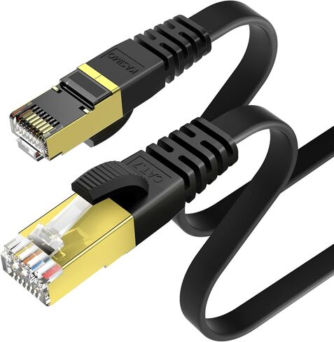 كابل إيثرنت Cat 7 بطول 3.3 قدم، كابل شبكة جيجابت LAN RJ45 كابل إيثرنت مسطح عالي السرعة 10 جيجابت في الثانية 600 ميجا هرتز/ثانية STP للكمبيوتر الشخصي، وحدة التحكم في الألعاب، PS4، PS5، التبديل، المودم، التلفزيون الذكي، لوحة التصحيح in Kuwait
