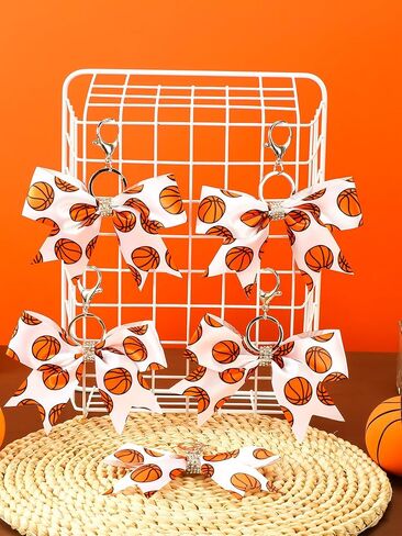 16 Pcs Basketball Bow Keychains with Rhinestones Cheer Bow Keychain Basketball Cheerleading Keyrings Gifts for Women Girls Basketball Accessories Cheerleader Sports Supplies in Kuwait