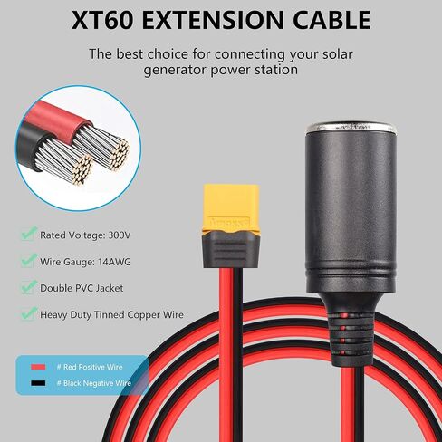 ولاعة سجائر للسيارة من SinLoon أنثى إلى XT60 أنثى، كابل ولاعة سجائر 14AWG، لمضخة هواء منفاخ الإطارات العاكس للسيارة (1.5 متر أنثى) in Kuwait